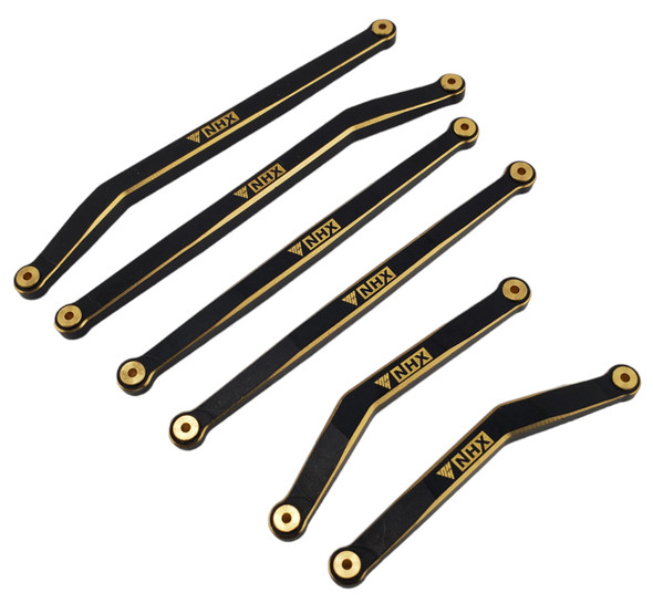 NHX RC 64.5g Heavy Bold Brass Link 6pc Set for SCX24 Jeep Gladiator -Black