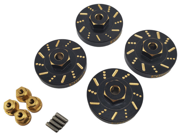NHX RC V2 Brass Wheel Weight w/ Extended +2mm Hex Adaptor (4) for SCX24 -Black