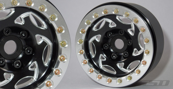 SSD RC SSD00242 1.9" Aluminum Champion Beadlock Wheels Black / Silver (2)