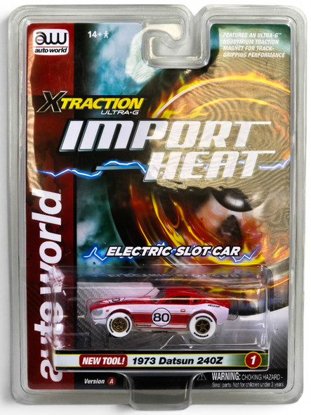 Auto World Xtraction 1973 Datsun 240Z Covered Headlights Red iWheels HO Slot Car