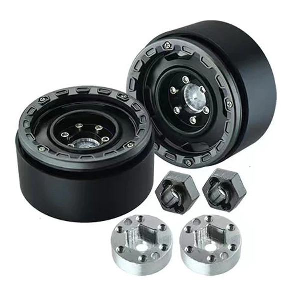 GPM Alum 1.33 Inch Beadlock Alloy Wheel Rims Set (4 Poles) Black for 1/18 TRX4M