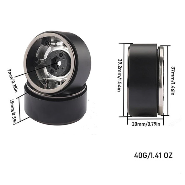 GPM Alum 1.33 Inch Beadlock Alloy Wheel Rims Set  Black (6 Poles) for 1/18 TRX4M