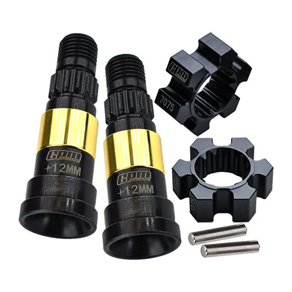 GPM F/R Harden Steel #45 CVD Joint (+12mm) Alum Wheel Hex Hubs Black for X-Maxx