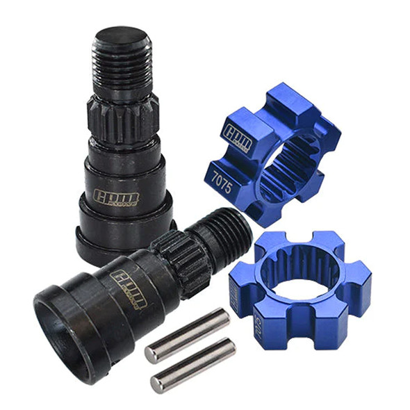 GPM Front Or Rear CVD Joints + Alum Wheel Hex Hubs Blue for 1/5 XRT / X-Maxx