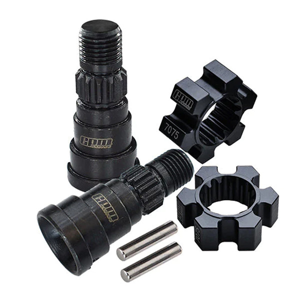 GPM Front Or Rear CVD Joints + Alum Wheel Hex Hubs Black for 1/5 XRT / X-Maxx