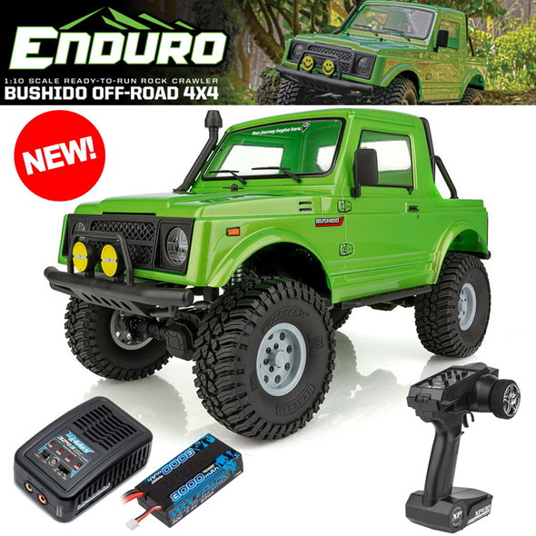 Associated 40125C 1/10 Enduro Bushido 4X4 RTR Rock Crawler Green Lipo Combo