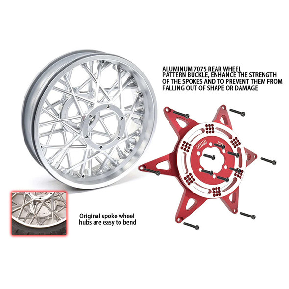 GPM Aluminum 7075 Rear Wheel Pattern Buckle Silver for Losi 1/4 Promoto-MX