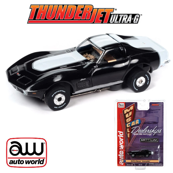 Auto World Thunderjet Baldwin Motion 1970 Chevrolet Corvette Black HO Slot Car