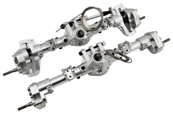 NHX RC Alum Complete Assembled Axle w/ Diff Lockers Portals for SCX10 I / II / III -Silver