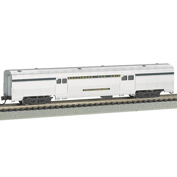 Bachmann 14653 B&O Silver w/ Blue Stripe - 72 Ft 2-Door Baggage Car N Scale