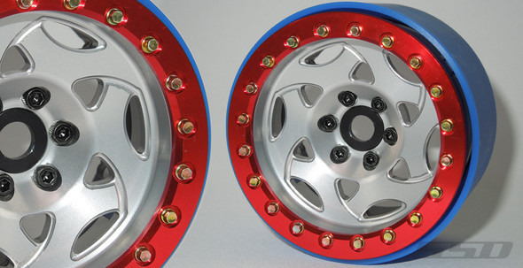 SSD RC SSD00347 2.2" Aluminum Champion PL Beadlock Wheels Silver/Red (2)