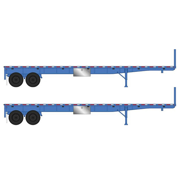 Walthers 949-2701 40' Flatbed Trailer - Ready to Run (2-Pack) Blue HO Scale