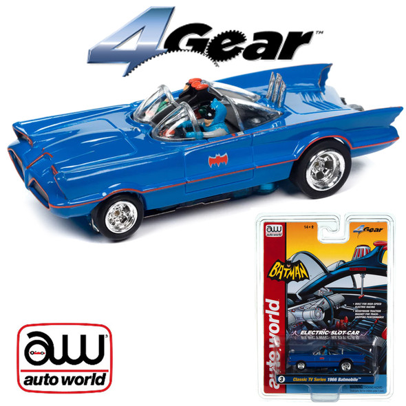 Auto World 4Gear 1966 TV Series Batmobile Blue HO Scale Slot Car