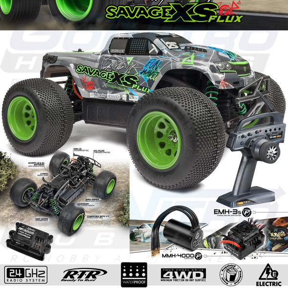 HPI Racing 115967 Savage XS Flux Truck Vaughn Gittin Jr 14.17" 4WD RTR w/ Radio