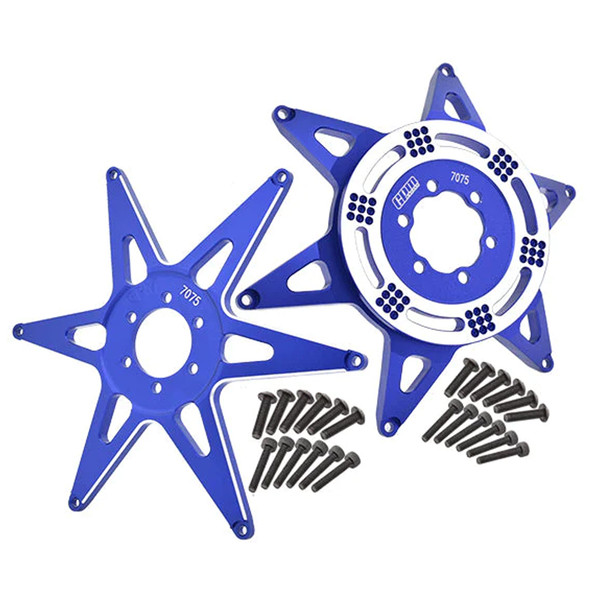 GPM Aluminum 7075 Front & Rear Wheel Pattern Buckle Blue for Losi 1/4 Promoto-MX