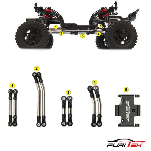 Furitek FUR-2417 Steel High Clearance Links Sets w/Aluminum Skid Plate for Furitek FX118