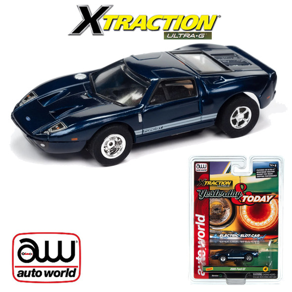 Auto World Xtraction 2005 Ford GT Blue HO Scale Slot Car