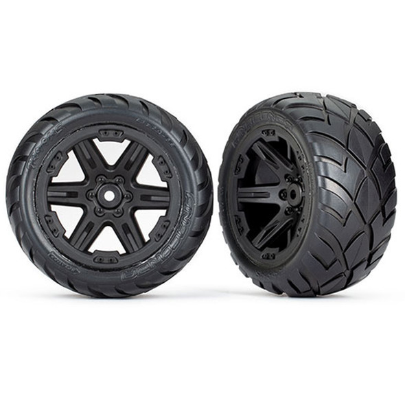 Traxxas 6768 Anaconda Rear Tires w/ Black Wheels / Foam Inserts (2) : Rustler