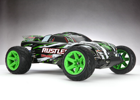 Traxxas 6768G Anaconda Rear Tires w/ Green Wheels / Foam Inserts (2) : Rustler