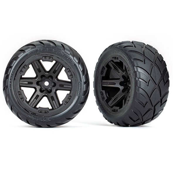 Traxxas 6775 Anaconda 2.8'' Tires w/ RXT Black Wheels / Foam Inserts (2) for Rustler 4x4