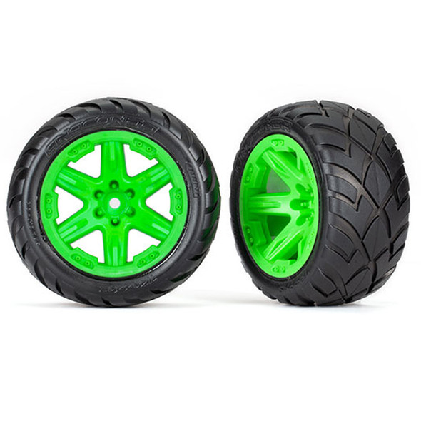 Traxxas 6775G Anaconda 2.8'' Tires w/Green Wheels / Foam Inserts (2) for Rustler 4x4