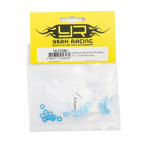 Yeah Racing YA-0730BU Aluminum M2.5 X 5mm Flat Washer 0.5 / 1 / 2 mm (10ea) MST Yokomo Drift