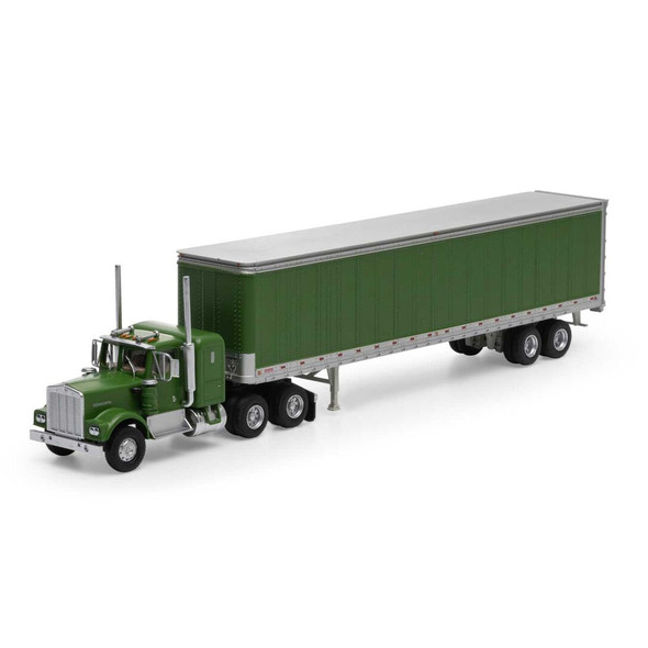 Athearn ATH41088 Kenworth Tractor Owner Operator w/ 45' Trailer Green HO Scale