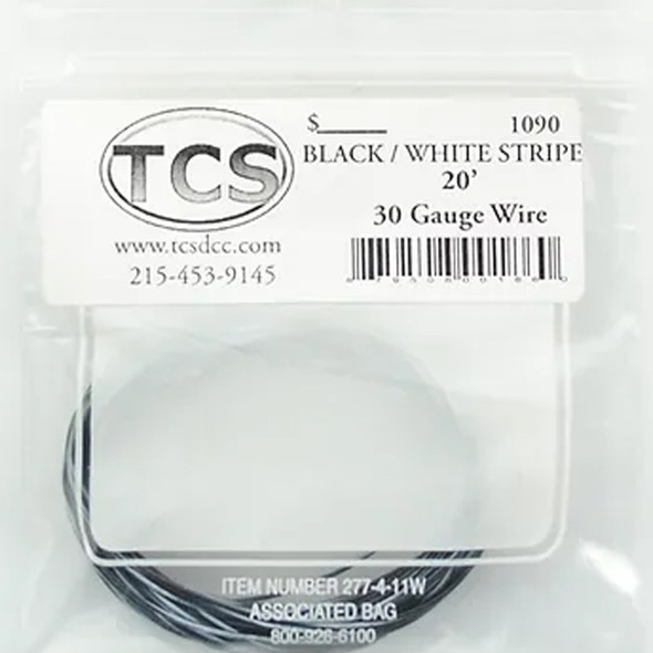 TCS 1090 - 20ft. 30 Gauge Black/White Stripe Wire