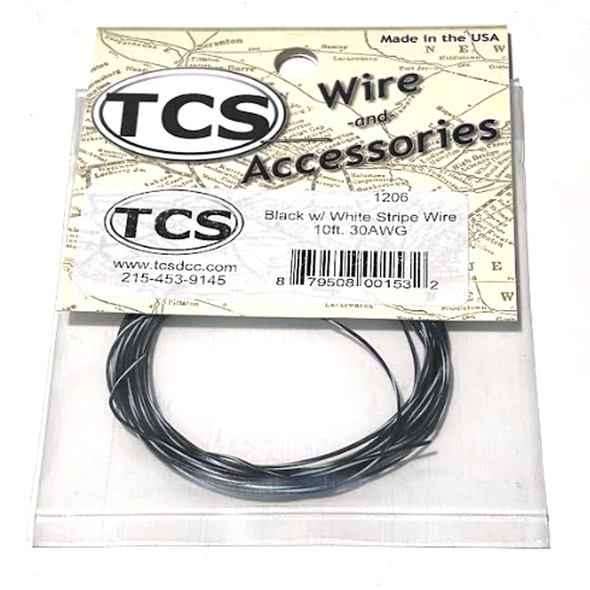 TCS 1206 - 10ft. 30 Gauge Black/White Stripe Wire