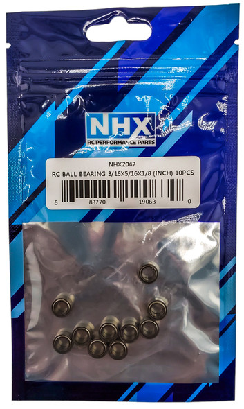 NHX RC Steel Ball Bearings 3/16x5/16x1/8 (Inch) in, 10 pcs, Metal Shielded