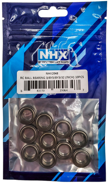 NHX RC Steel Ball Bearings 3/8x5/8x5/32 (Inch) in, 10 pcs, Metal Shielded