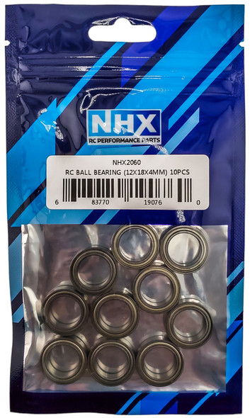 NHX RC Steel Ball Bearings 12x18x4mm, 10 pcs, Metal Shielded