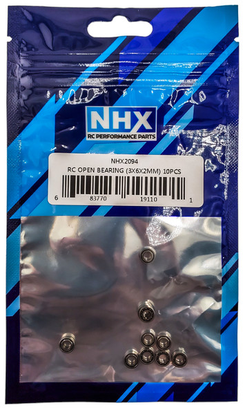 NHX RC Open Steel Ball Bearings 3x6x2mm, 10 pcs