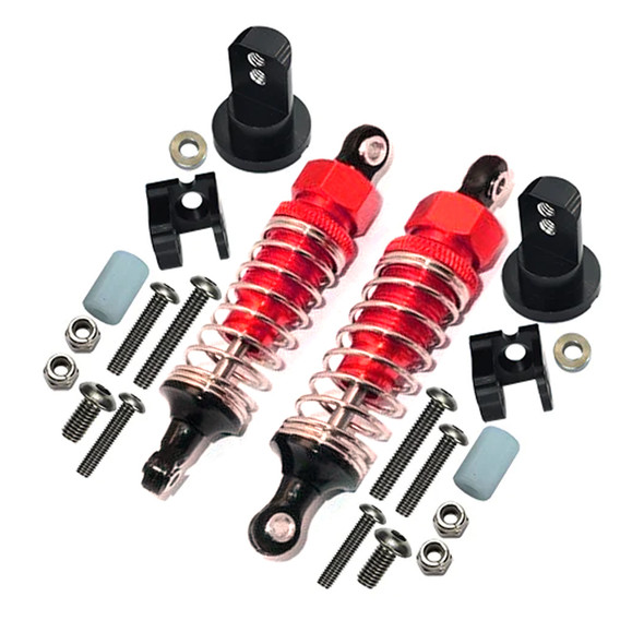 GPM Alum Front Adjustable Spring Shocks (70mm) & Protector Mount Red for Tamiya Lunch Box