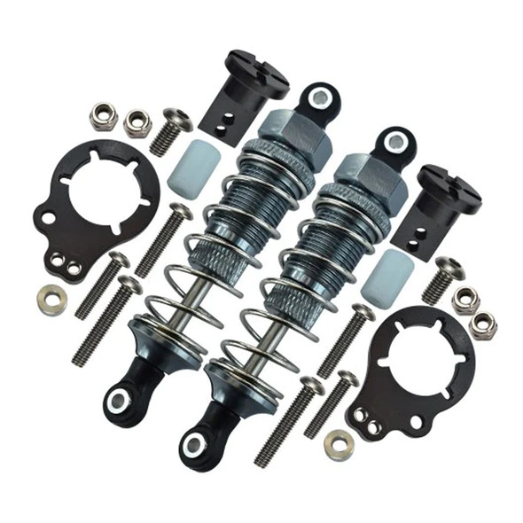 GPM Alum Rear Adjustable Spring Shocks (75mm) & Protector Mount Grey for Tamiya Lunch Box