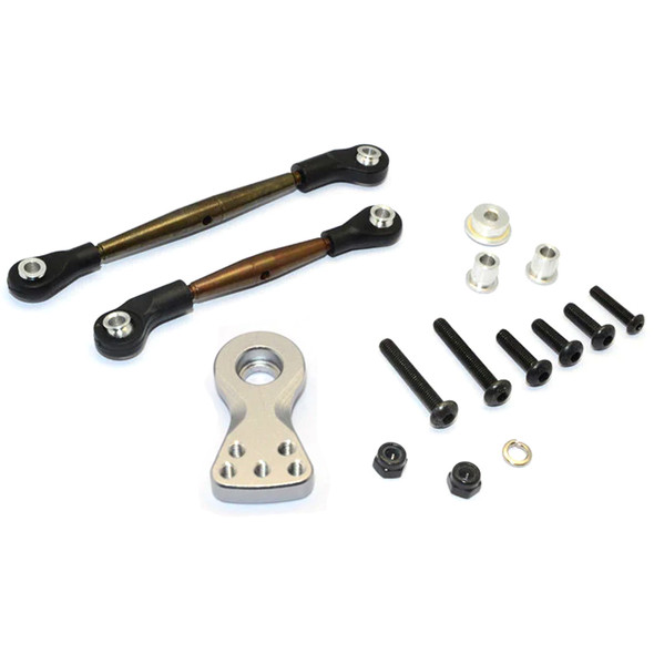 GPM Spring Steel Modified Anti-Thread Steering Tie Rod w/Servo Horn Silver for Tamiya Lunch Box