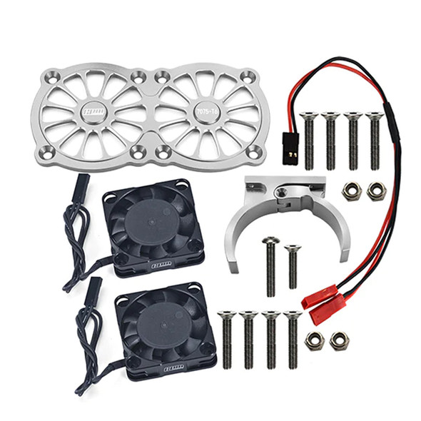 GPM Alum 7075-T6 Motor Heatsink w/ Dual Metal Frame Cooling Fan & Adjustable Mount Silver for 1/5 Kraton 8S