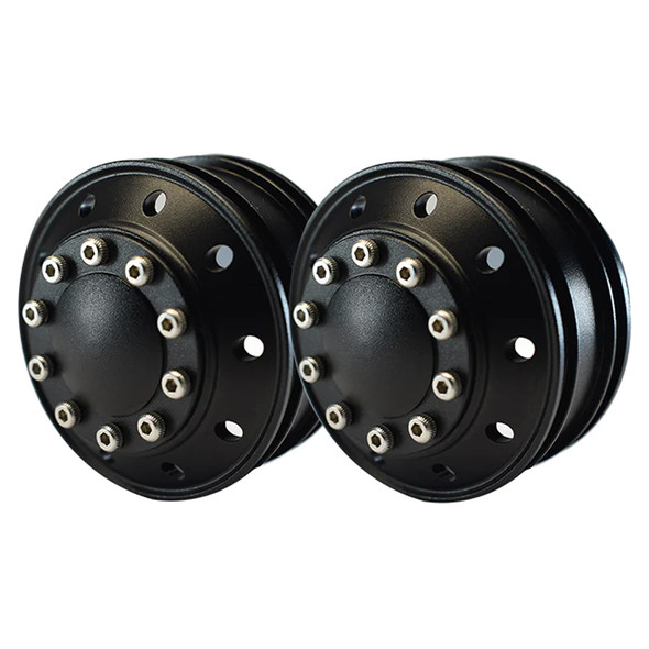 GPM Racing Aluminum Front Wheel Black (10-Hole Design) for 1/14 Tamiya Truck