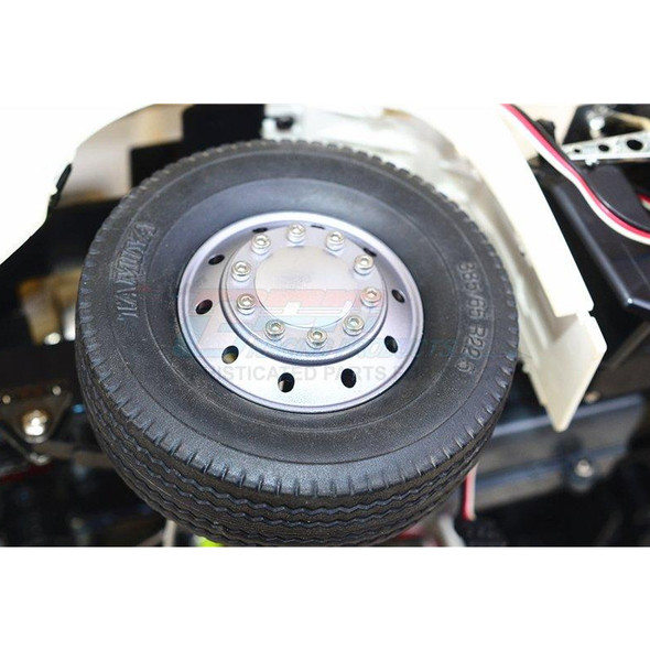 GPM Racing Aluminum Front Wheel Silver (10-Hole Design) for 1/14 Tamiya Truck