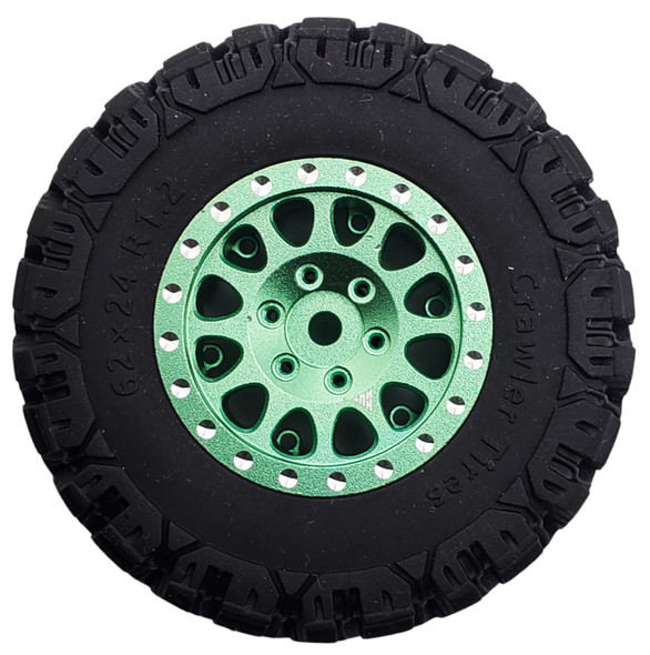 NHX RC 1.2" Crawler Tires w/ Alum Beadlock Wheel (4) for 1/18 TRX-4M Super Soft -Green