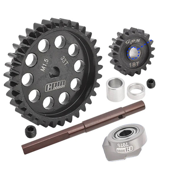 GPM 40Cr Carbon Steel M1.5 Spur Gear 33T + Motor Gear 18T for 1:5 Traxxas X Maxx