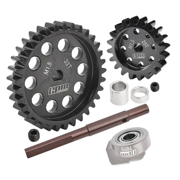 GPM 40Cr Carbon Steel M1.5 Spur Gear 33T + Motor Gear 20T for 1:5 Traxxas X Maxx