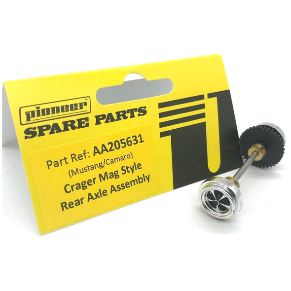 Pioneer AA205631 Mustang/Camaro Rear Axle Assembly Silver Wheels 1/32 Slot Car
