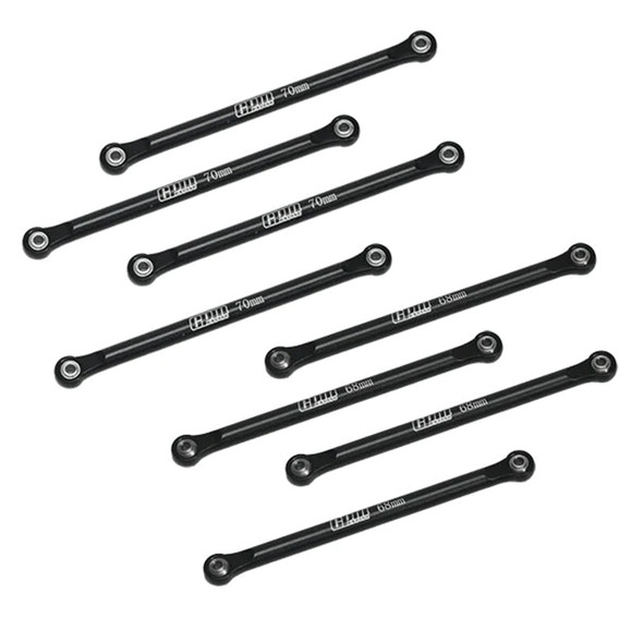 GPM Racing Aluminum 7075 Upper & Lower Link Bar Set Black for Losi 1/18 Mini LMT