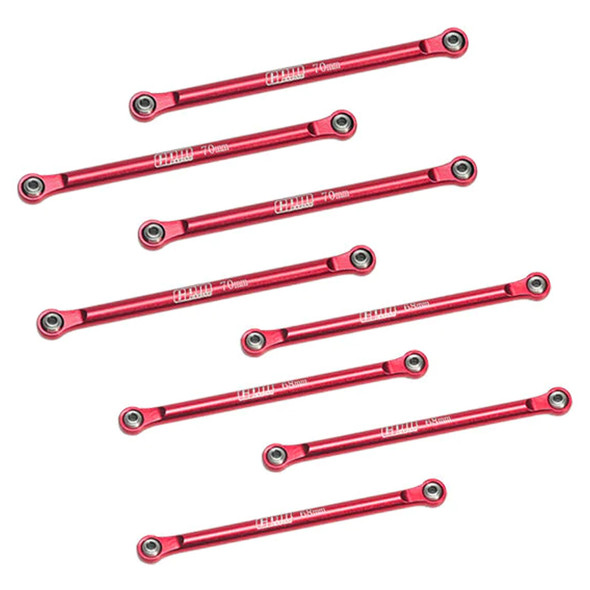 GPM Racing Aluminum 7075 Upper & Lower Link Bar Set Red for Losi 1/18 Mini LMT