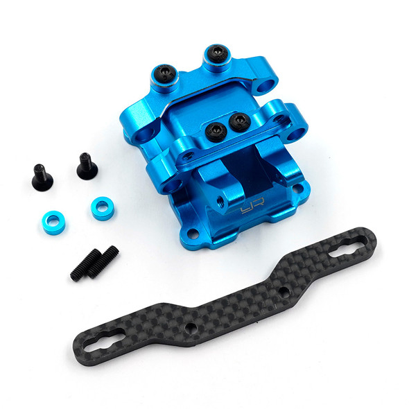 Yeah Racing TATT-061BU Aluminum Gearbox Cover w/Carbon Damper Mount for Tamiya TT02