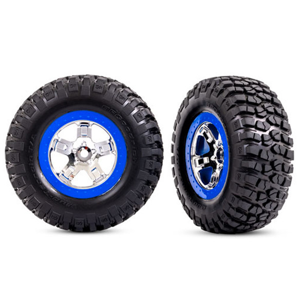 Traxxas 5869A BFGoodrich Mud-Terrain Tires w/Chrome/Blue Beadlock Wheels (2)
