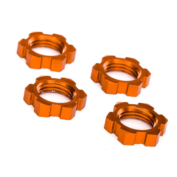 Traxxas 7758T Aluminum Wheel Nuts Splined 17mm Serrated Orange (4) for X-Maxx/XRT