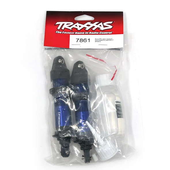 Traxxas 7861 Aluminum Medium-Length GTX Shocks (2) Blue for XRT