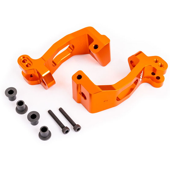 Traxxas 9532T Aluminum L/R Caster Blocks C-Hub Orange w/ Kingpin Bushings (4) for Sledge